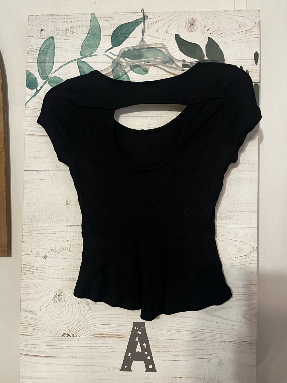 Macy's Black Cutout Peplum Crop Top